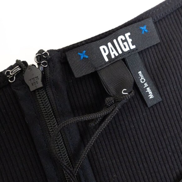 Paige Samosa Dress Midi Tiered Soft Ribbed Knit Black - Picture 6 of 16